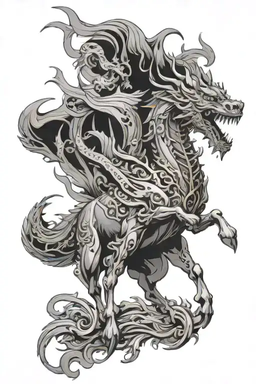 Wood Horse And Gold Dragon Wrapped