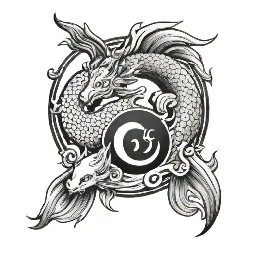 Capricorn Zodiac Sign Inside Koi Fish Yin Yang