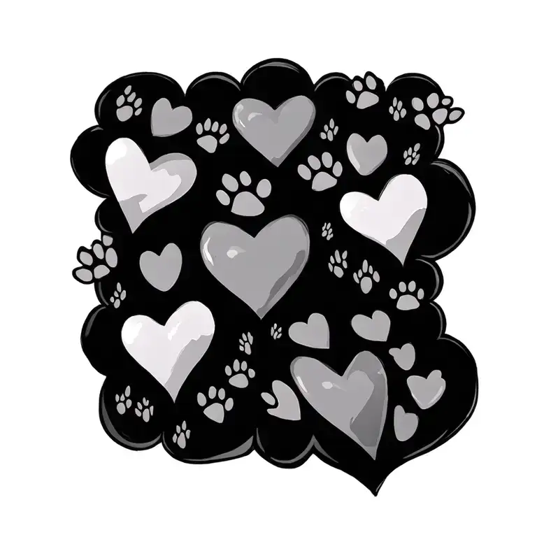 Paw Prints Hearts