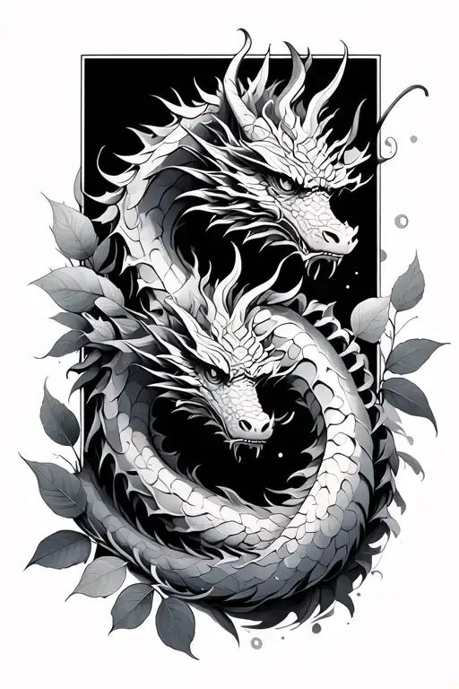 Dragon And Leaves Minimal