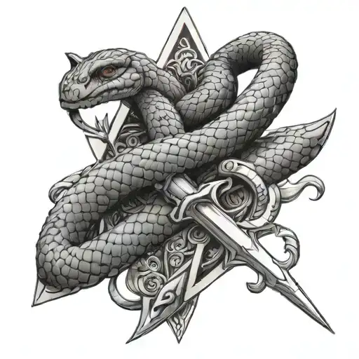 Snake Around A Dagger Wrapped