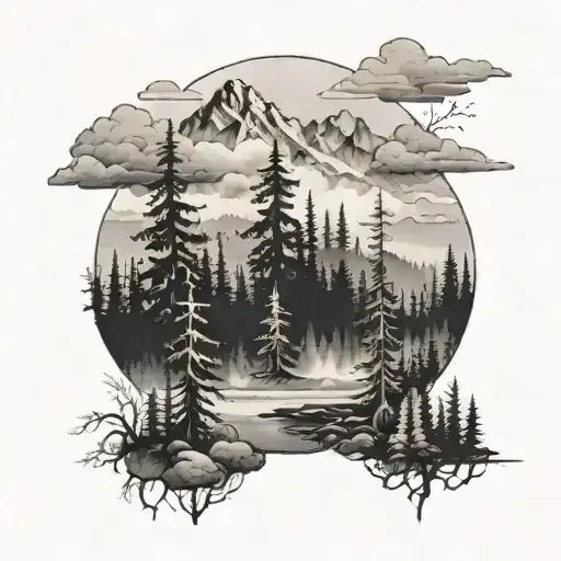 Foggy Forest With Mountains