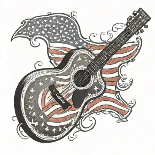 Single Cutaway Acoustic Guitar With American Flag Body