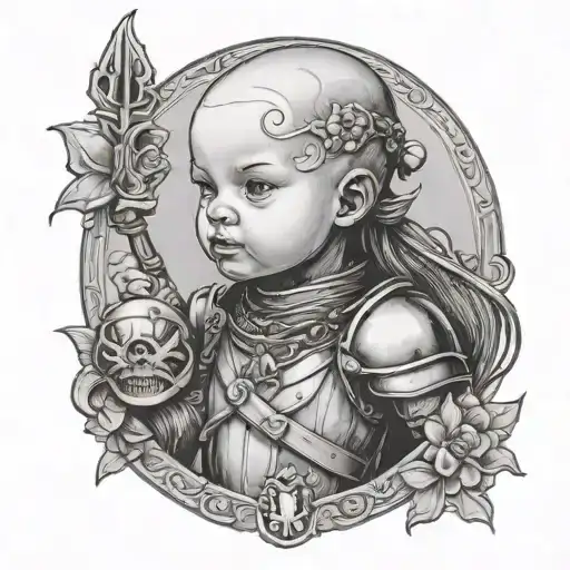 Warrior Baby Girl English Medieval No Hair