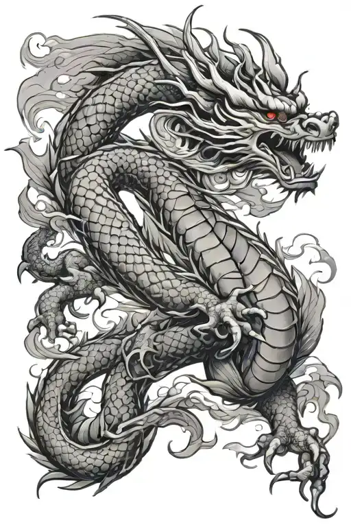 Japanesse Style Dragon Flying