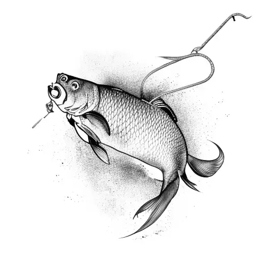 A Carp Jumping Out Of The Water With A Hook In Its Mouth