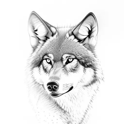 A Black And Grey Tattoo Of A Majestic Wolf Running Through A Forest At Night