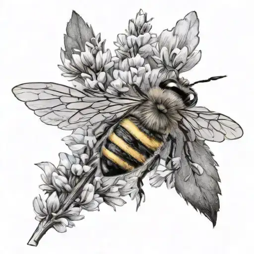 Bee On A Lavender Branch