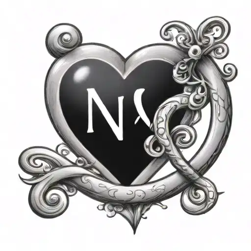 Infinity Symbol And Hearts With N & M Initials
