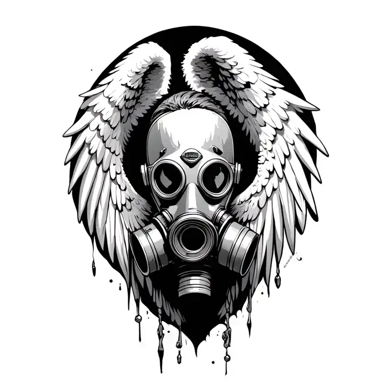 Descending Angel With Wwii Gas Mask