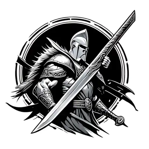 Spartan Warrior Wielding A Sword