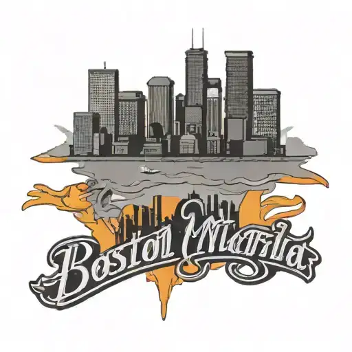 Boston Skyline With Eastside Mafia Gangsters In Old English With A Black And Orange Bandana