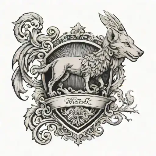 Turner Wolf Family Crest Incorporating Elements
