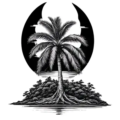 Half Palm Tree Half Pine Tree Intertwined