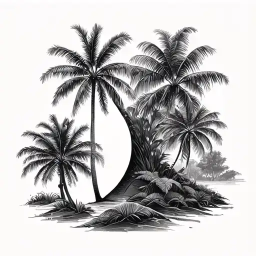 Half Palm Tree Half Pine Tree Side By Side View