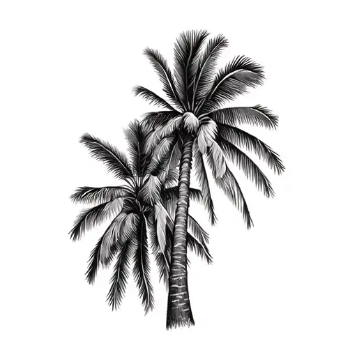 Half Palm Tree Half Pine Tree Side By Side View Camera