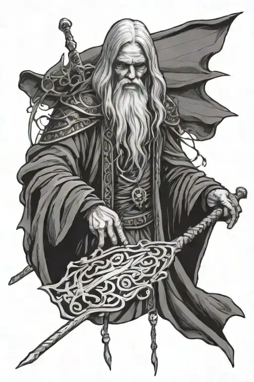 Raistlin Major Black Robe Holding Staff Of Magius