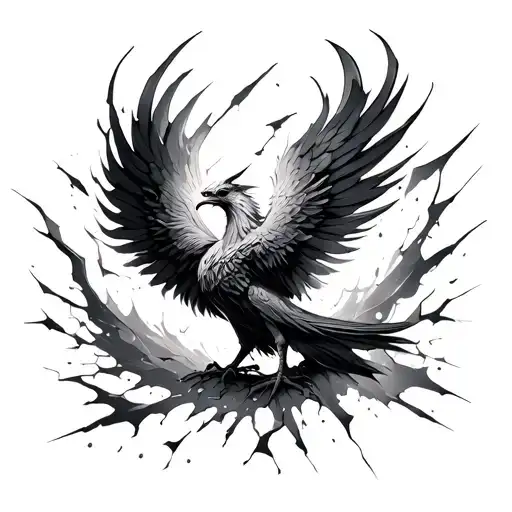 Phoenix Shattering Like Broken Mirror