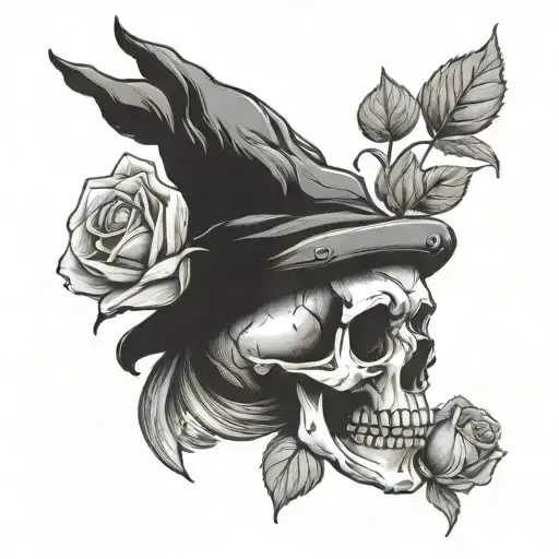 Gnome And Rose Skull