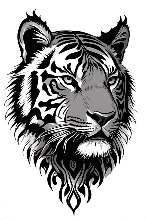 Mandalas Tiger Mask On One Side Earth Themed