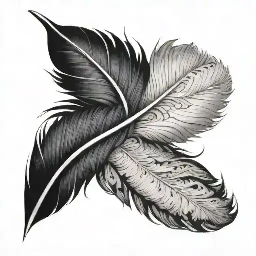 Black Feather With White Tip