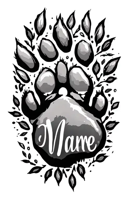 Paw Print With Dogs Name