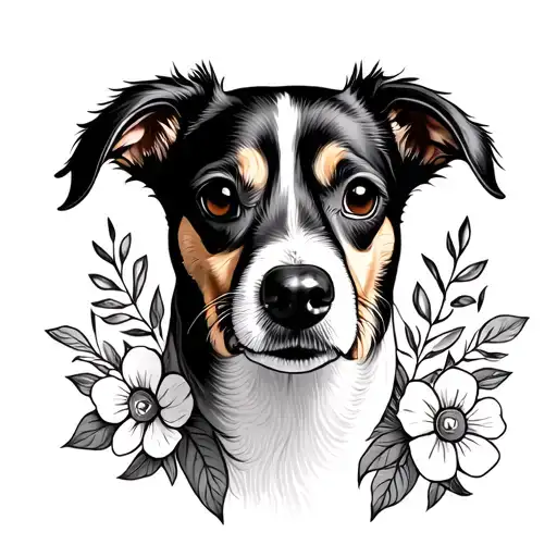 Dog Face With Flowers