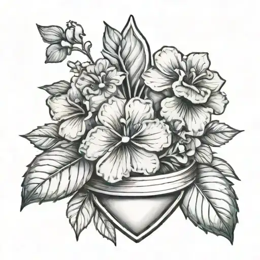 African Violets Around A Sheild