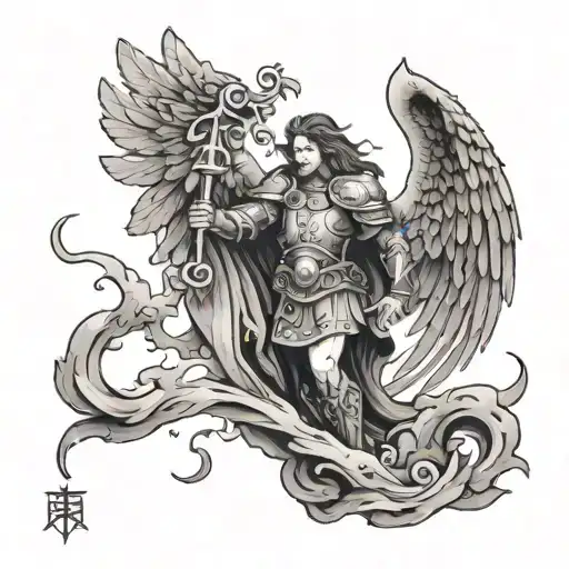 Forts Fortune Adiuvat On A Partially Burned Scroll Around The Archangel Michael