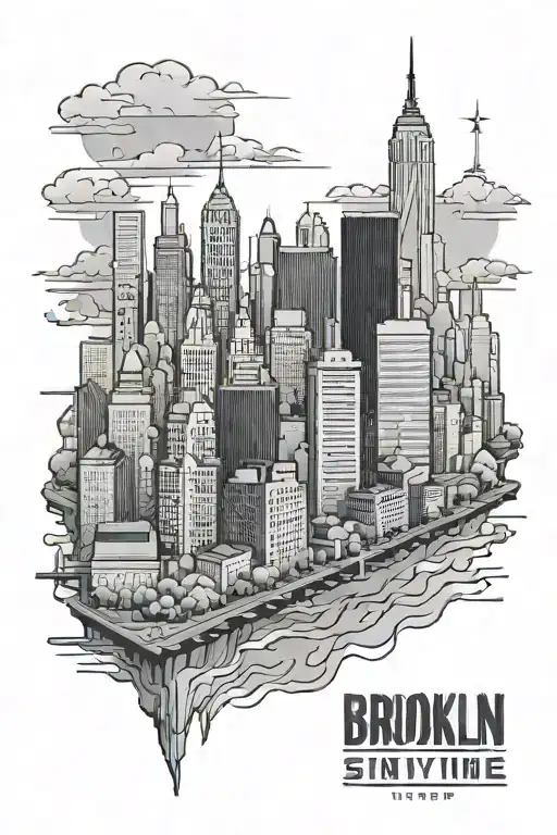 Brooklyn Skyline Buildings In A Line