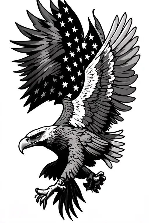 Eagle And A American Flag Intertwined