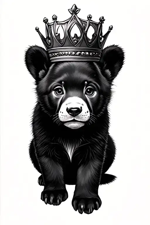 Likon With Cub Wearing A Small Crown