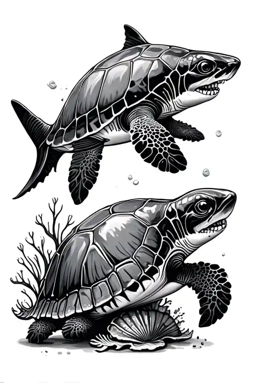 Hammer Head Shark Sea Turtle Jelly Fish Sea Shells