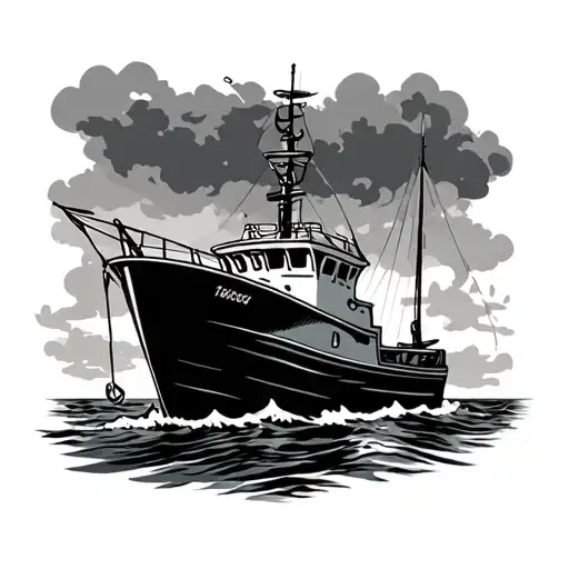 Ocean Scene Commercial Fishing Boat Crab Fishing