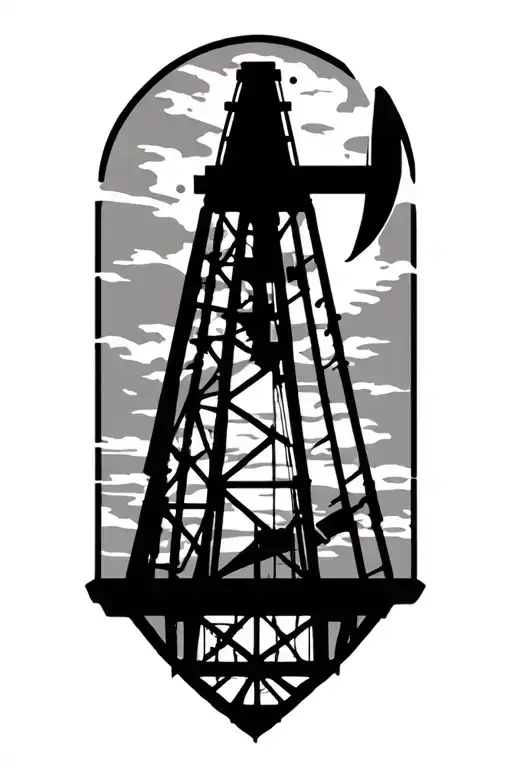Oil Drilling Rig Silhouette