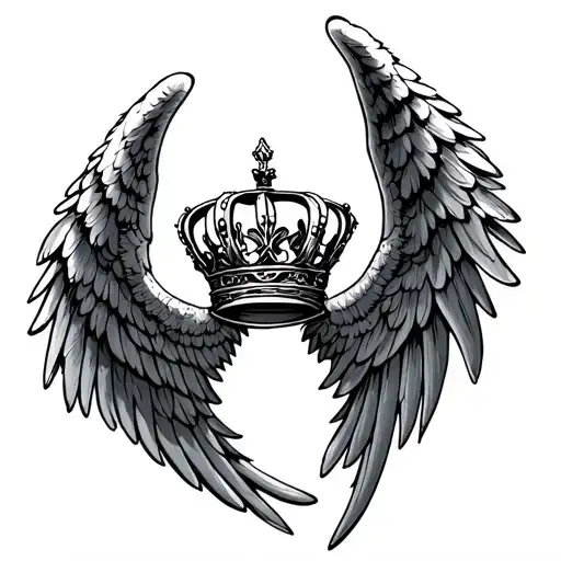 Angel Wing With Crown In The Middle