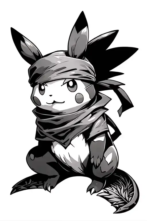 Pikachu Sitting On Dragonball Z Wearing Leaf Bandanna