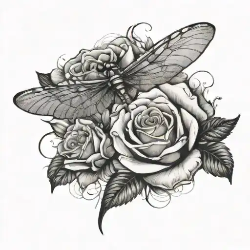 Rose And Dragonfly