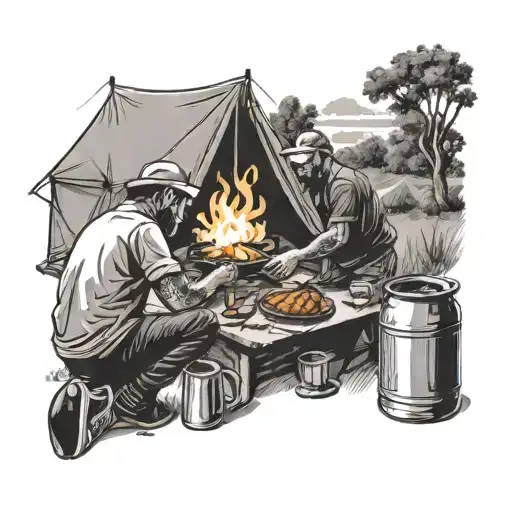 Marsh Petanque Fires Tent Fishing Beers Barbecue Party Friendship Group