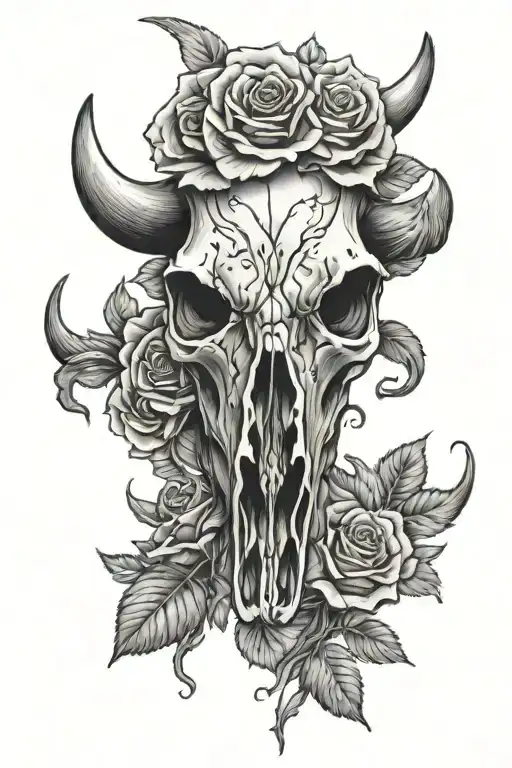 Western Cow Skull With Roses