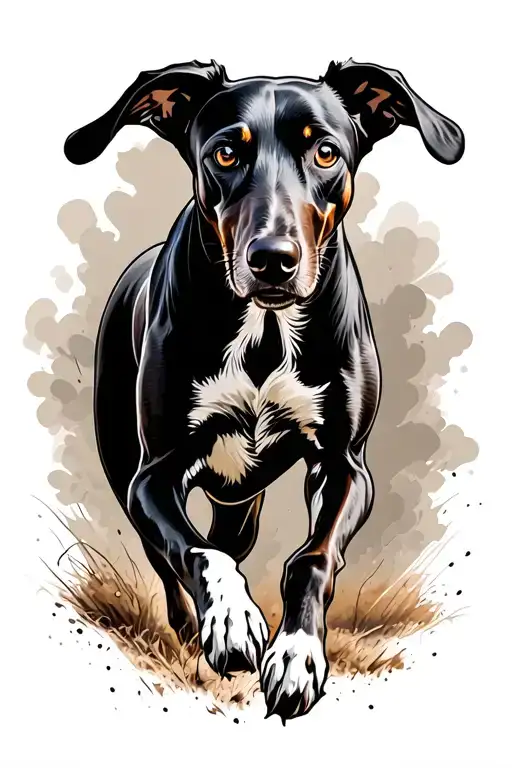 Lurcher Running From Side Profile Traditional