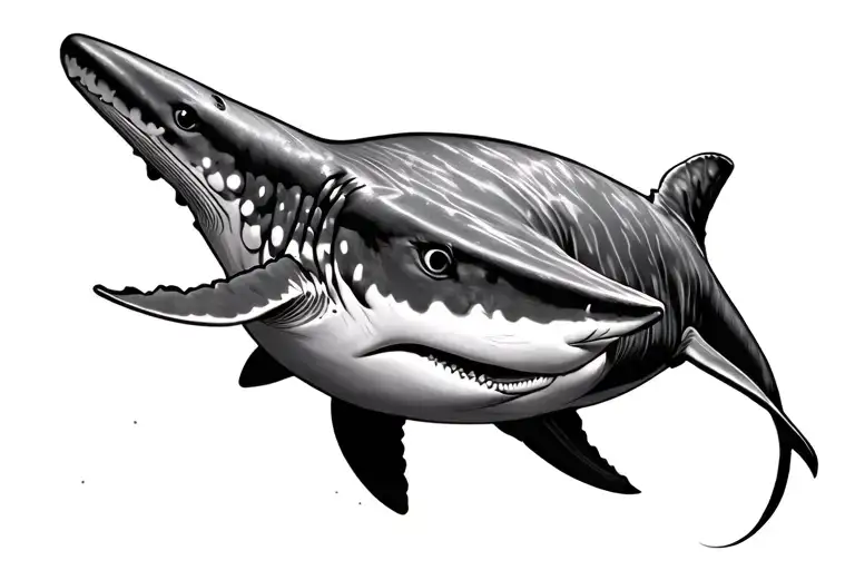 Whale Shark And Hammerhead Shark Fine Line