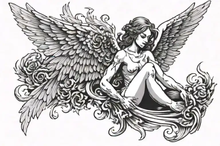 Y2k Angel With Decaying Wings Holding