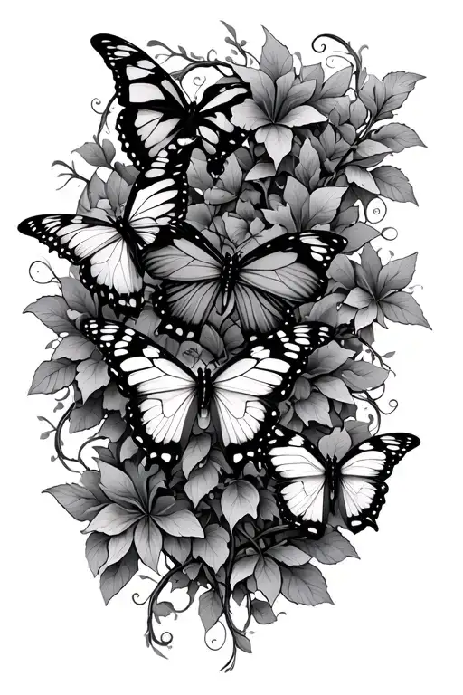 Vine Twisting With Butterflies