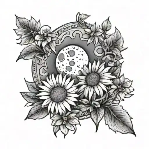 Daisies And Moon And Sun