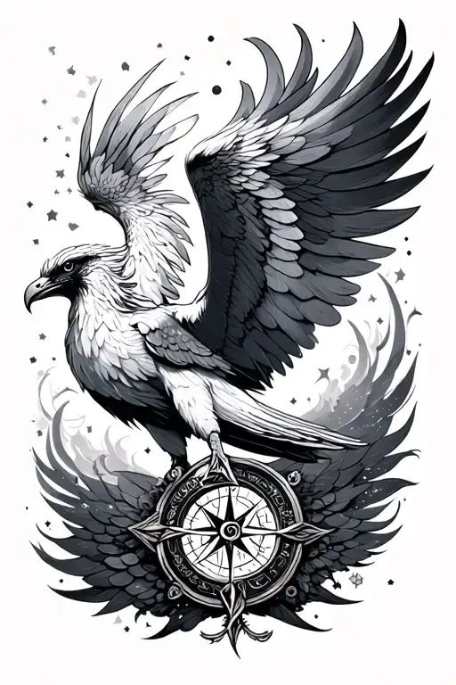 Phoenix And Compass Night Sky
