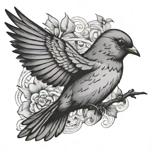 Robin And Dove Flying