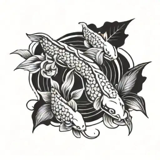 Baby Foot Print Surrounded By Koi Fish Swimming