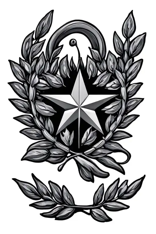 Laurel Wreath With 5 Pointed Star In The Middle