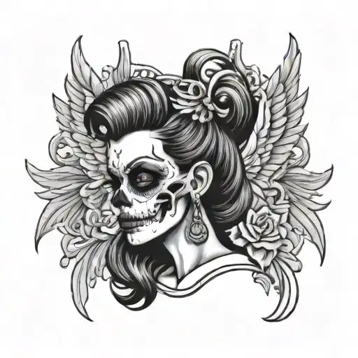 Rockabilly Skull Female Angel
